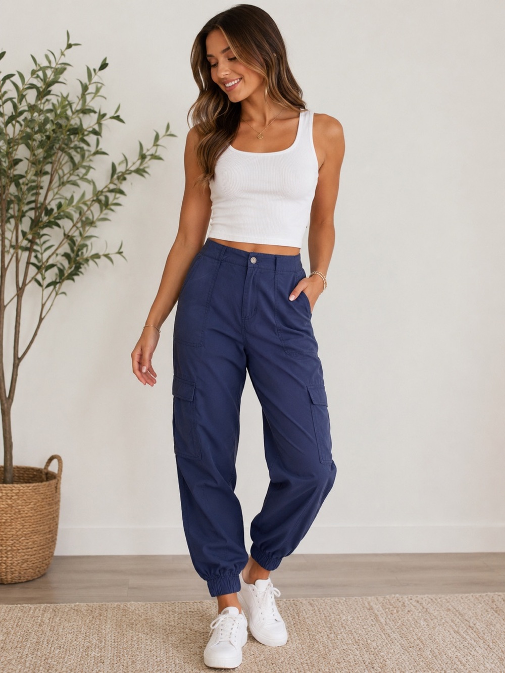 Savida Blue Cargo Jogger Pants Women's USA 6 UK 10 EU 38